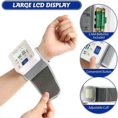 Blood Pressure Monitor - Wrist Accurate Automatic High Blood Pressure Monitors with LCD Screen, Irregular Heartbeat