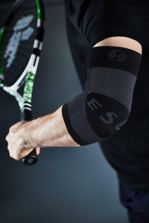 OS1st ES6 Elbow Compression Bracing Sleeve (Medium, Tan) for Tennis or Golfer's Elbow, Supports Tendons