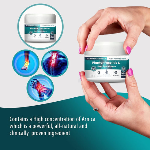 PMT Plantar Fasciitis and Heel Spur Cream – High Concentration of Arnica, Vitamin B6, Menthol, MSM, Glucosamine (2.82