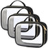 PACKISM 3 Pack TSA Approved Clear Toiletry Bag, Large Opening Makeup Bags, Quart-sized Travel Essentials, Black