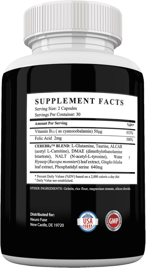 Nootropic Pill for Powerful Focus & Memory - Supports Cognitive Function, Clarity, Reduces Brain Fog & Fatigue