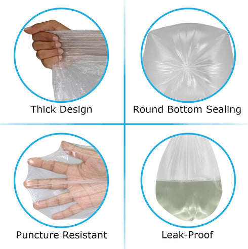 Blue Donuts 4 Gallon Trash Bag Liner, 500 Count, Clear Leak Proof Garbage Bags for Bathroom, Office, Bedrooms