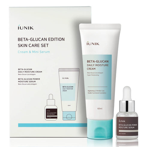 iUNIK Beta-Glucan Edition Skincare Set (Cream 2.02 fl. oz. & Mini Serum 0.51 fl. oz.) - Moisturizing, Revitalizing