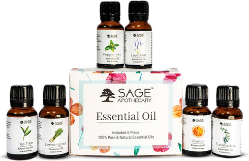 Natural Blend Essential Oil Set - 6 pcs for Diffusers, Aromatherapy, Gifts for Home, Office, Car