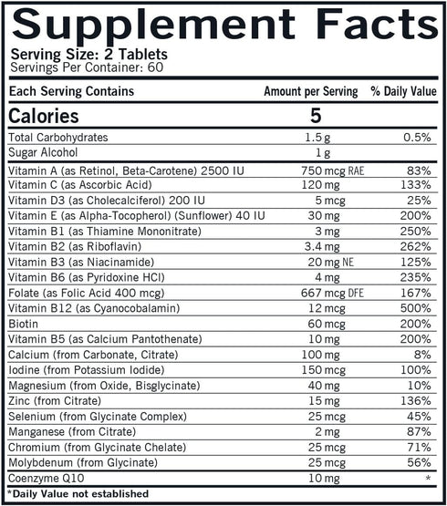 Kirkman - Children's Chewable Multivitamin & Mineral - 120 Tablets - Potent Broad-Spectrum Vitamin/Mineral Supplement - with Xylitol - Natural Mango Peach Flavor