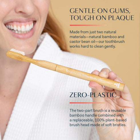 Better & Better Natural Bamboo Toothbrush - Soft Bristles, 100% Plant-Based, Eco-Friendly, Adult Size