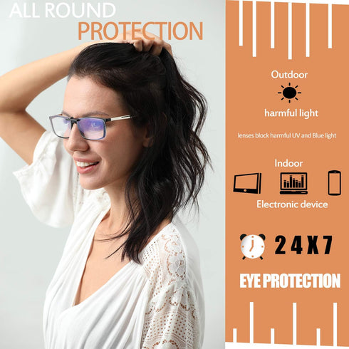 FONHCOO Clip-on Blue Light Blocking Glasses - Night Driving Sunglasses 2 Pack, Lens over Prescription Glasses for Women