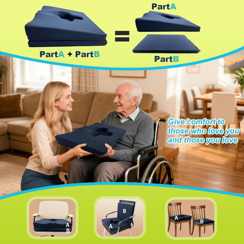 (Set Gel Wheelchair Seat Cushion,Bed Sore Cushions for Butt,hemorrhoid Pillow,Sciatica,Coccyx,Pressure Sore & Ulcer