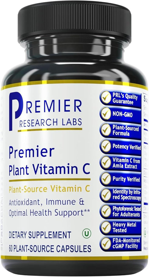 Vitamin C Supplement by Premier Research Labs - Natural Whole Food C Complex, 60 Vegetarian Capsules with Bioflavonoids