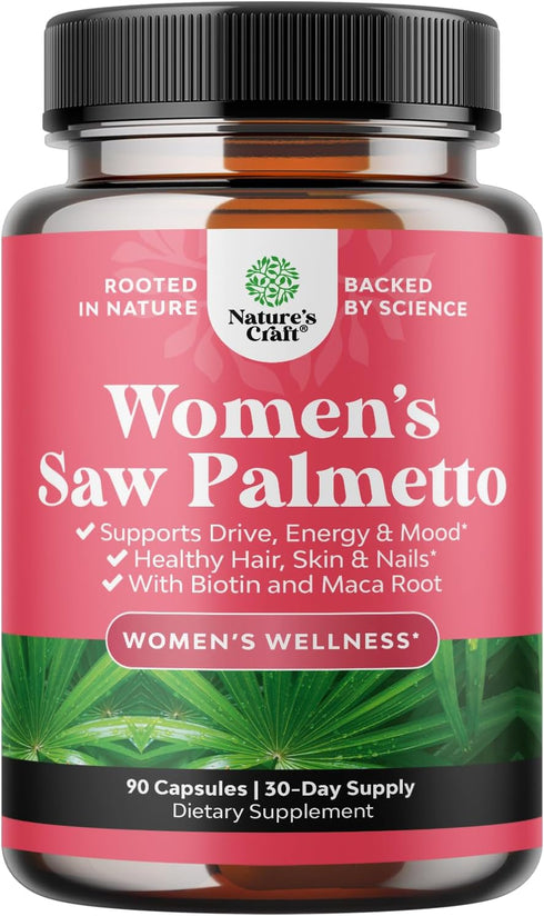 Extra Strength Saw Palmetto for Women - DHT Blocker for Hair Health, 500mg Capsules