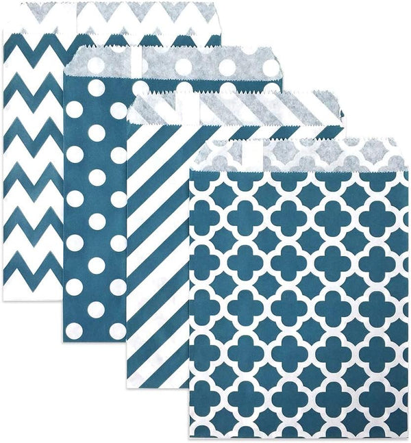 KEYYOOMY 100 Pcs Navy Blue Candy Buffet Bags - Small Polka Dot Paper Treat Bags for Wedding Birthday Party