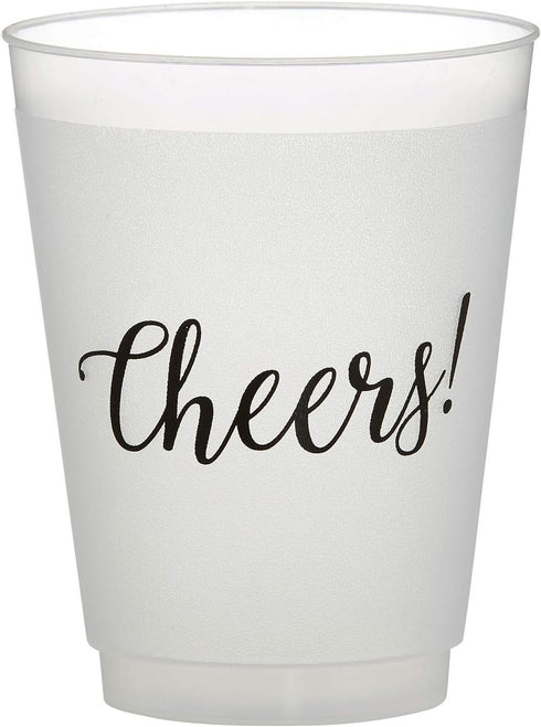 Santa Barbara Design Studio 16-Ounce Wedding Party Cups, 8-Count Reusable BPA-Free Plastic Frost, Cheers