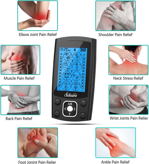 Dual Channel TENS Unit, 24 Modes Muscle Stimulator Machine with 10 Pads for Pain Relief and Electric Pulse Massage