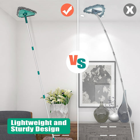 JEHONN Wall Cleaner Mop with Long Handle 82 Inches, 3-in-1 Duster with 6 Replacement Microfiber Pads for Walls