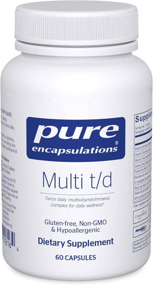 Pure Encapsulations Multi T/D - Multivitamin & Mineral Supplement for Daily Wellness, 60 Capsules