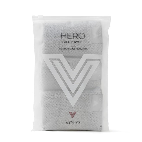 VOLO Hero Luna Gray Face Towel, Reusable Makeup Remover & Washcloths, Ultra Soft Microfiber 3PK