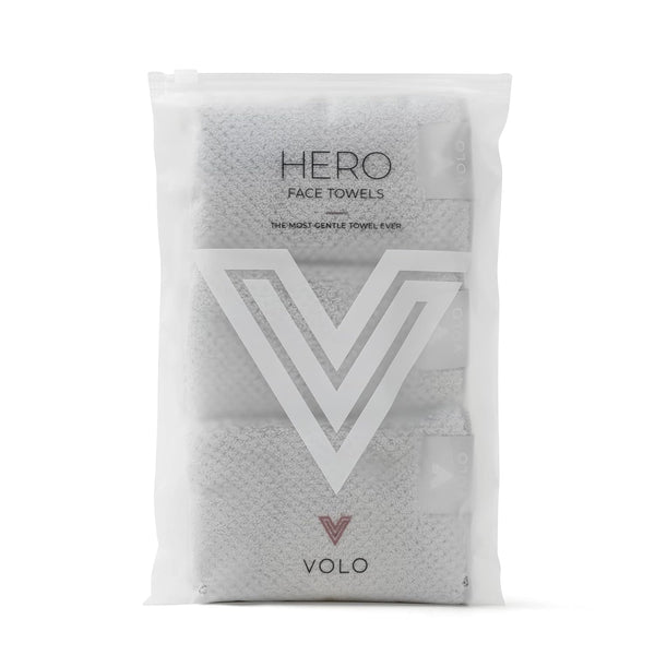 VOLO Hero Luna Gray Face Towel, Reusable Makeup Remover & Washcloths, Ultra Soft Microfiber 3PK