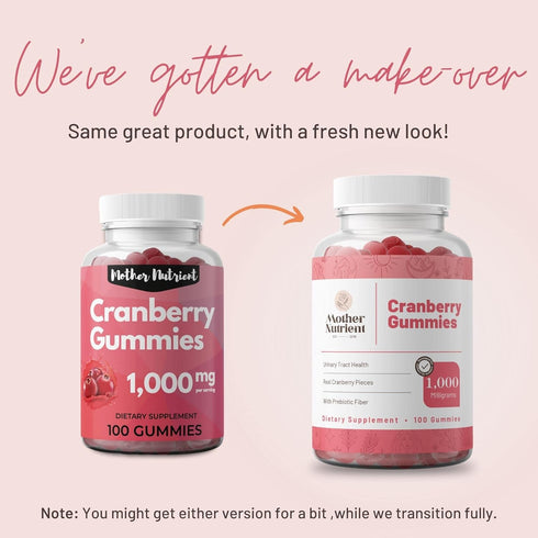 Mother Nutrient Cranberry Gummies for Women & Kids - 1,000mg Pure Cranberry Extract, Gluten-Free, Non-GMO, Vegan