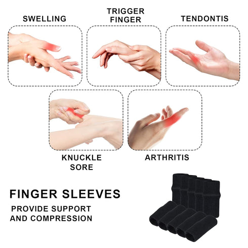Yolev 10 Finger Splint Trigger Finger Splint Protectors Thumb Braces Support Elastic Finger Splint Compression
