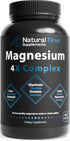 Natural Flow 4X Magnesium Supplement, 120 Capsules Magnesium Glycinate, Taurate, Malate, Orotate Complex for Calm Sleep