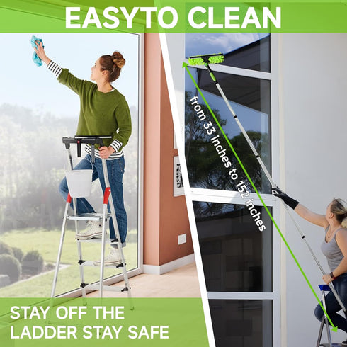 LILISPAI 152" 2-in-1 Professional Window Squeegee Cleaner Tool with Extension Pole, Squeegee for Window Cleaning Kit