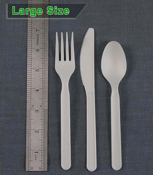 Heavy-duty Compostable Forks, BPI Certified 100 Count Large Disposable Cutlery Utensils, 7" Silverware Fork