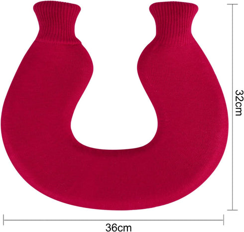 ITODA U-Shaped Hot Water Bottle for Neck and Shoulder, Reusable Rubber Hot and Cold Water Bag with Soft Knitted Cover