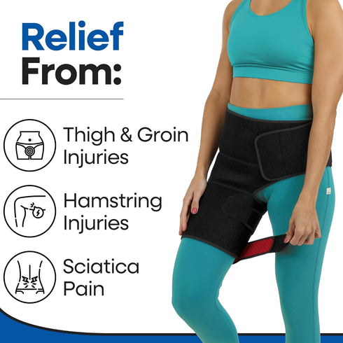 Hip Brace Thigh Compression Sleeve for Sciatica Pain Relief, Hamstring & Groin Compression Sleeve Wrap
