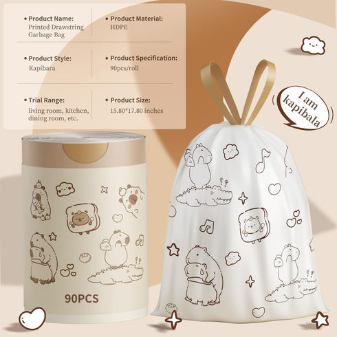 YOGOODS 4 180 Count, Small Trash Bags, Gallon HDPE Trash Bags Small Size Printed with a Cute and Beautiful Pattern