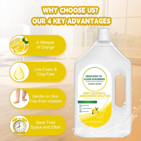 QKLYXEN 82 OZ Floor Cleaning Solution Compatible with Tineco FL Lemon Floor Cleaner Long-Lasting, Zesty Scent For All