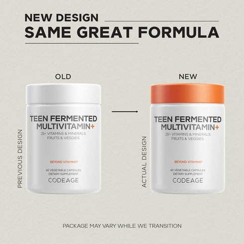Omega-3 60 Codeage Teen Multivitamin Supplement Daily Vitamins and Minerals for Teen Boys and Girls Organic Whole Food