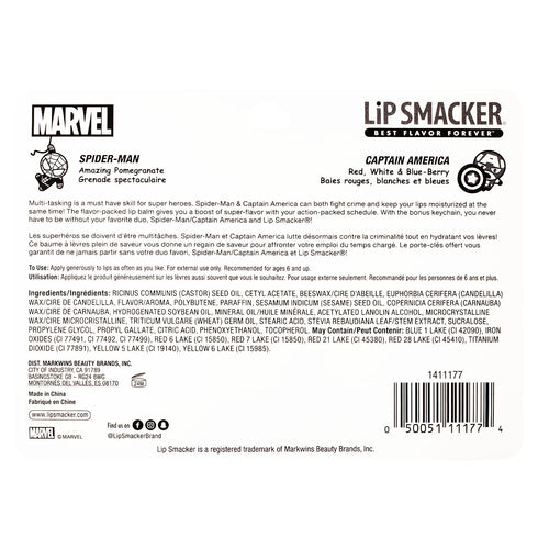 Lip Smacker Marvel Keychain Lip Balm for Kids - Spiderman & Captain America