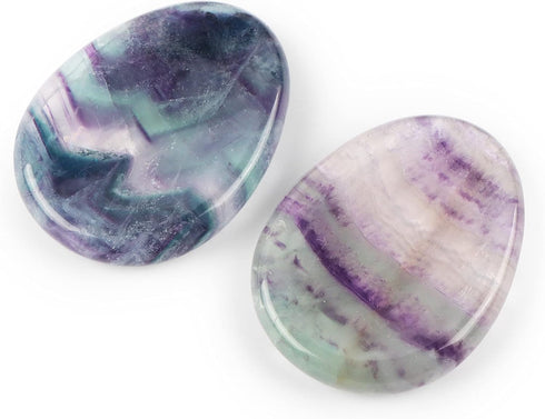 Artistone Rainbow Fluorite Crystal Chakra Thumb Worry Stone, Teardrop Reiki Healing Stone for Anxiety Stress Relief