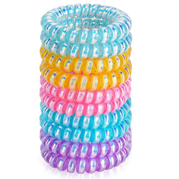 JessLab Spiral Hair Ties for Women - 10-Pack Traceless No-Damage Ponytail Holders, Assorted Colors