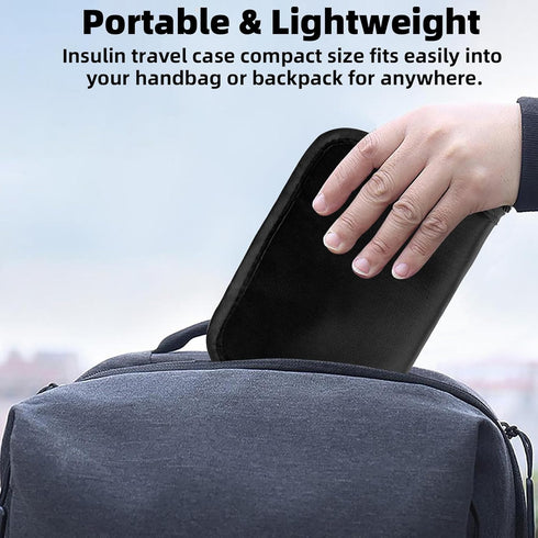 TSA Approved Diabetic Travel Case – Portable Glucose Monitor and Insulin Storage for Diabetic Supplies (Black)