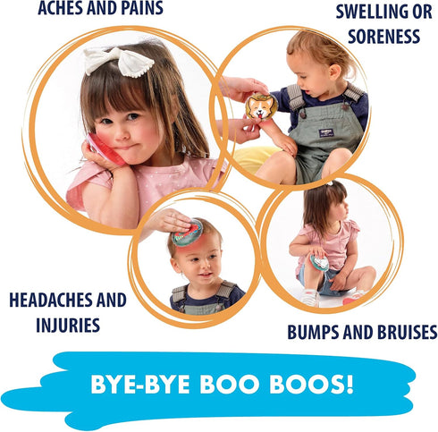 Fit & Fresh Cool Coolers Children's Boo Boo Gel Ice Pack, 4x4”, Reusable Cold Compress for Minor Injuries, 3 Pack