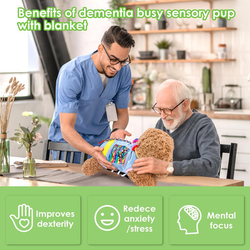 SZDMDISLET Fidget Sensory Dog Blanket for Elderly | Premium Dementia Activities for Seniors Items | Engaging Sensory