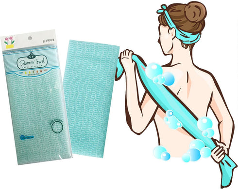 Premium Exfoliating Washcloth Towel, 2 Color Mint Pink, Korean Loofah Bath Sponge for Shower by NOPIGO