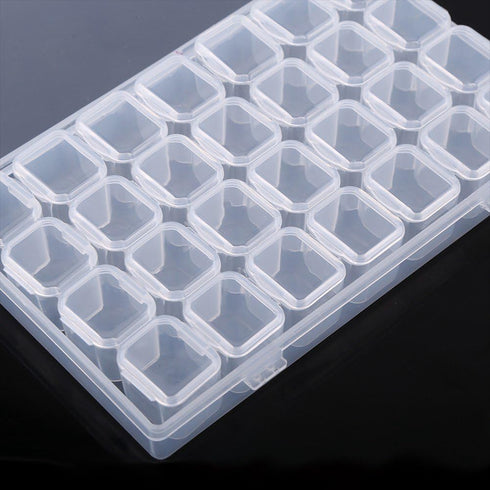 Adjustable 28 Slots Clear Plastic Medicine Pill Jewelry Organizer Box, Suitable for Pills and Earrings