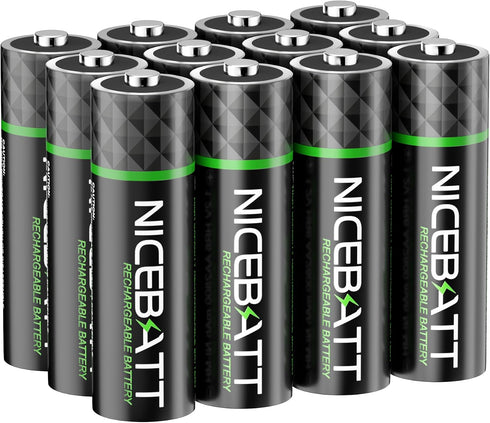 NICEBATT Rechargeable aa Batteries 2800mAh, Premium NiMH Double A Battery Low Self Discharge