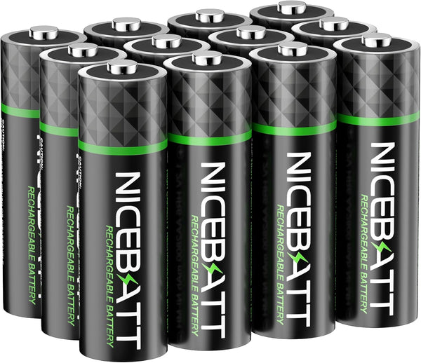 NICEBATT Rechargeable aa Batteries 2800mAh, Premium NiMH Double A Battery Low Self Discharge