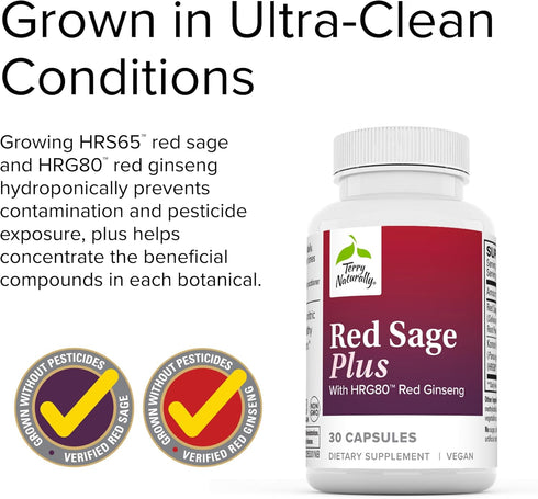 Terry Naturally Red Sage Plus | Nitric Oxide Production for Healthy Blood Flow & Circulation