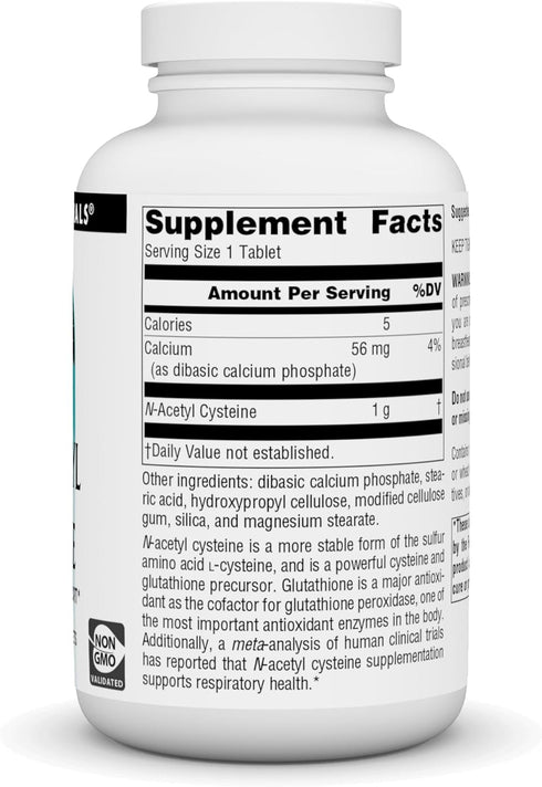 Source Naturals N-Acetyl Cysteine Antioxidant Support Dietary Supplement, 1,000 mg - 180 Tablets