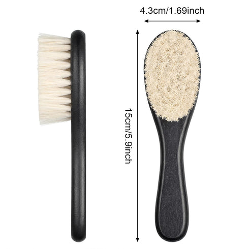 Shappy 2 Pieces Barber Fade Brush and Neck Duster Cleaning Grooming Tool with Wooden Handle (Black)