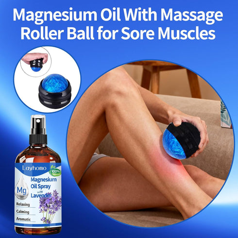 Layhomo Magnesium Oil,Magnesium Oil for Feet,Pure Magnesium Spray for Sleep,Topical Magnesium for Soothing Sore Muscles