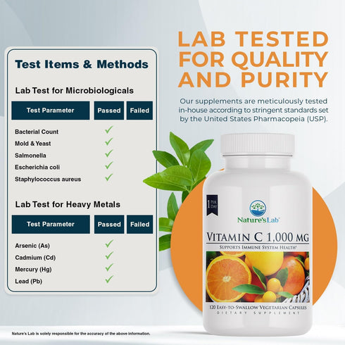 Nature's Lab Vitamin C 1000mg - Supports Immune System Health, 120 Count