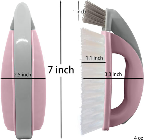 Detachable Handheld Cleaning Brush, Heavy-Duty Stiff Scrub Brush for Tile, Carpet, Bathroom, Kitchen Sink (Pink)