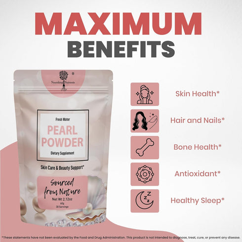 Pearl Powder Supplement for Skin Health - Anti-Aging, Antioxidant & Collagen Production, 60g