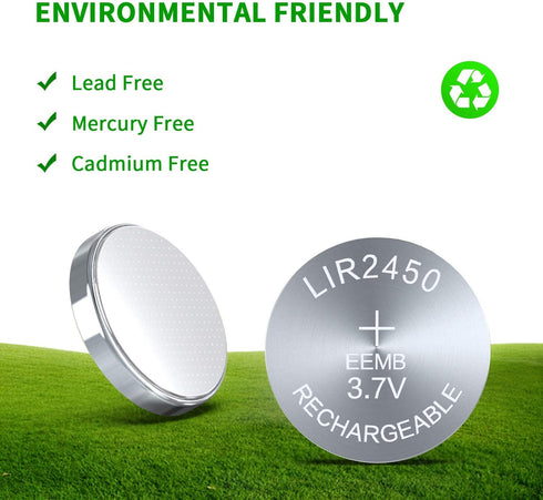 EEMB 10PCS LIR2450 Rechargeable 3.7V Lithium-ion Coin Button Cell Batteries 120mAh