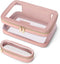 Travel Clear Makeup Bag with Makeup Brush Bag, Portable Waterproof Cosmetic Organizer Storage Bag for Women, Pink